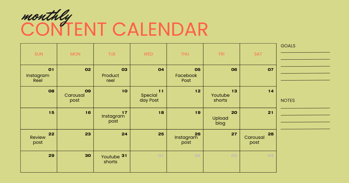 content calendar plan